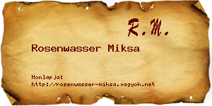 Rosenwasser Miksa névjegykártya